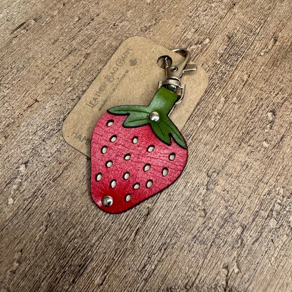 Leather Purse Charm  Strawberry Bag Charm Genuine Leather Crossbody Charm NEW - Picture 5 of 6